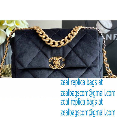 Chanel 19 Large Flap Bag AS1161 Velvet Black 2020