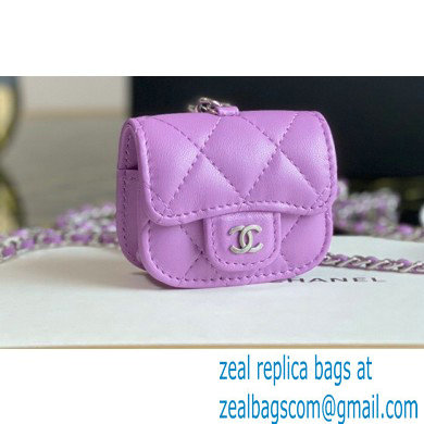 Chanel AirPods Case Lambskin Mauve with Chain 2020