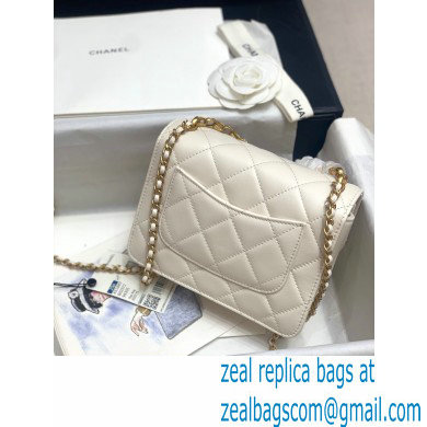 Chanel Calfskin and Crystal Pearls Mini Flap Bag AS1889 White 2020