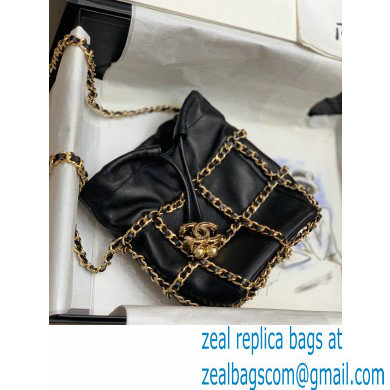 Chanel Drawstring Bucket Mini Bag Black with Chains 2020