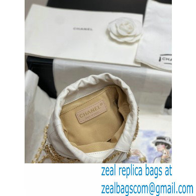 Chanel Drawstring Bucket Mini Bag White with Chains 2020