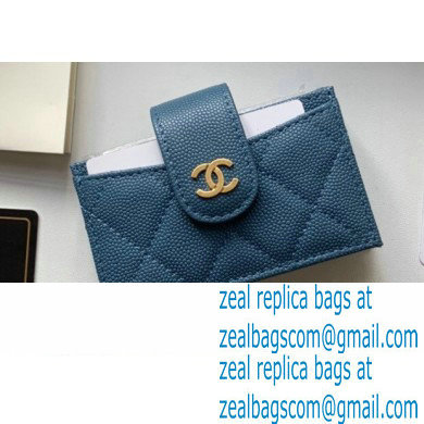 Chanel Grained Calfskin Card Holders AP0342 Blue 2020