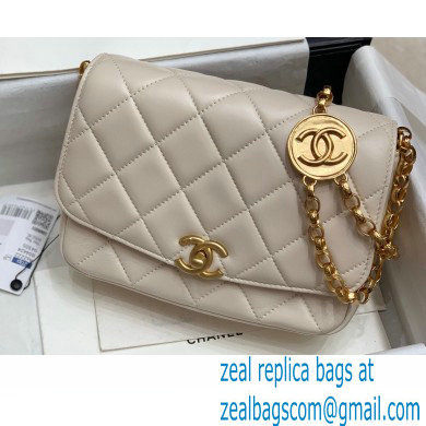 Chanel Lambskin CC Coin Flap Bag AS2222 Off White 2020