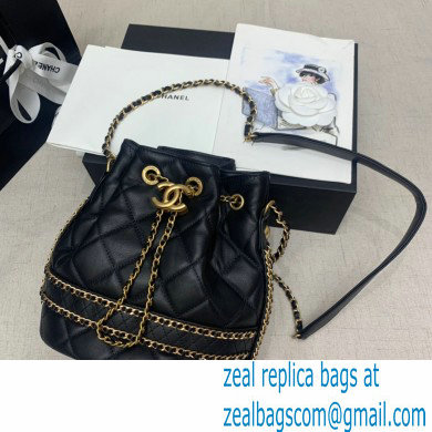 Chanel Lambskin Chain Large Drawstring Bucket Bag AS2252 Black 2020
