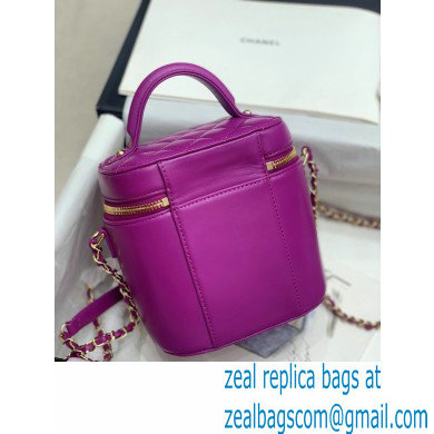 Chanel Lambskin Crystal CC Logo Vanity Case Bag Purple 2020