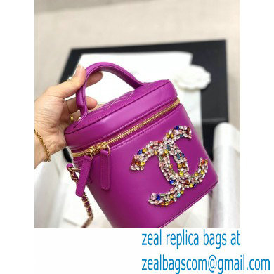 Chanel Lambskin Crystal CC Logo Vanity Case Bag Purple 2020