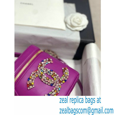 Chanel Lambskin Crystal CC Logo Vanity Case Bag Purple 2020
