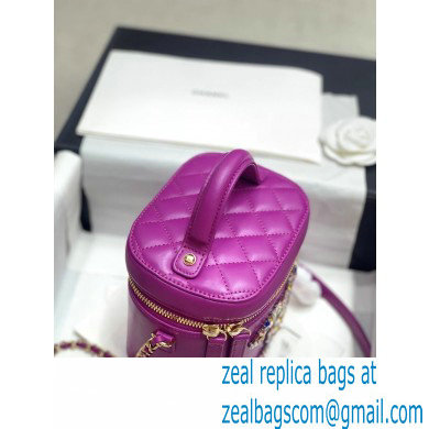 Chanel Lambskin Crystal CC Logo Vanity Case Bag Purple 2020