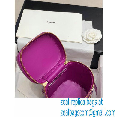 Chanel Lambskin Crystal CC Logo Vanity Case Bag Purple 2020