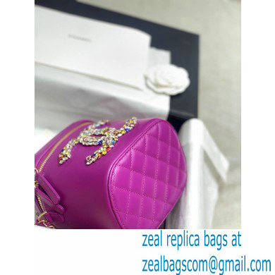 Chanel Lambskin Crystal CC Logo Vanity Case Bag Purple 2020