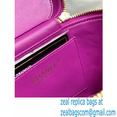 Chanel Lambskin Crystal CC Logo Vanity Case Bag Purple 2020