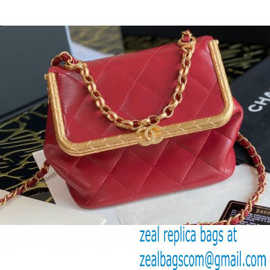 Chanel Lambskin Large Kiss-Lock Bag AS1886 Red 2020