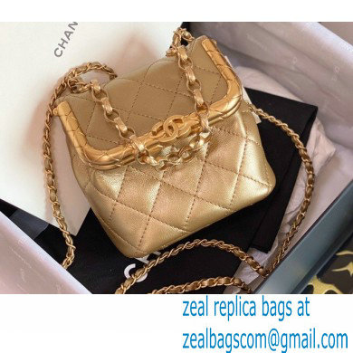 Chanel Lambskin Small Kiss-Lock Bag AS1885 Metallic Gold 2020
