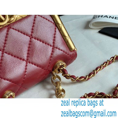 Chanel Lambskin Small Kiss-Lock Bag AS1885 Red 2020