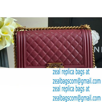 Chanel Onyx Boy Medium Flap Bag Burgundy 2020