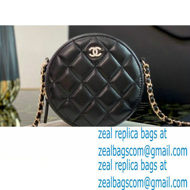 Chanel Pearl CC Logo Round Clutch with Chain Bag Black 2020