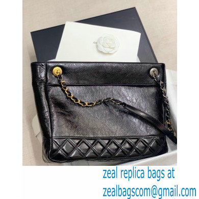 Chanel Shiny Aged Calfskin Shopping Tote Bag AS1875 Black 2020