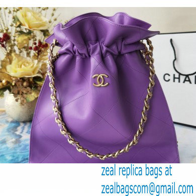 Chanel Shiny Lambskin Large Drawstring Bucket Shopping Bag AS2170 Mauve 2020