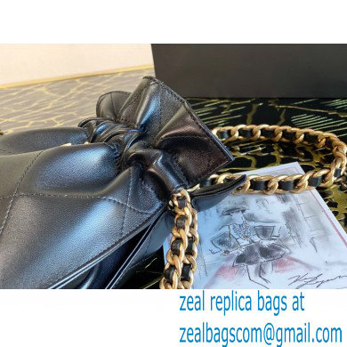 Chanel Shiny Lambskin Small Drawstring Bucket Shopping Bag AS2169 Black 2020