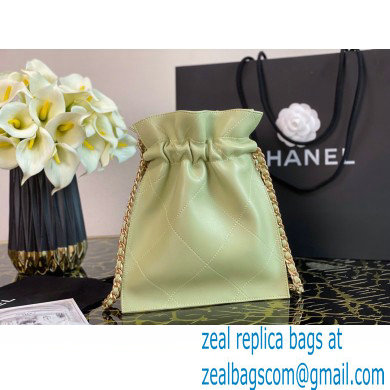 Chanel Shiny Lambskin Small Drawstring Bucket Shopping Bag AS2169 Green 2020