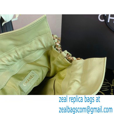 Chanel Shiny Lambskin Small Drawstring Bucket Shopping Bag AS2169 Green 2020