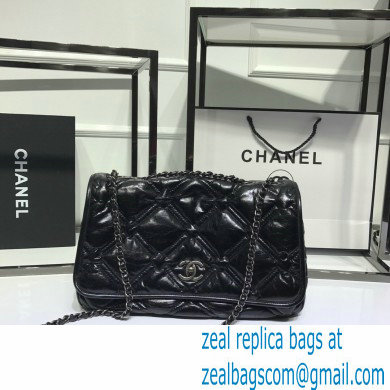 Chanel Waxy Calfskin Quilting Padded Flap Bag Black 2020