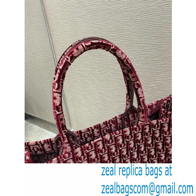 Dior Book Tote Bag in Oblique Embroidered Velvet Burgundy 2020
