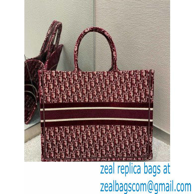 Dior Book Tote Bag in Oblique Embroidered Velvet Burgundy 2020