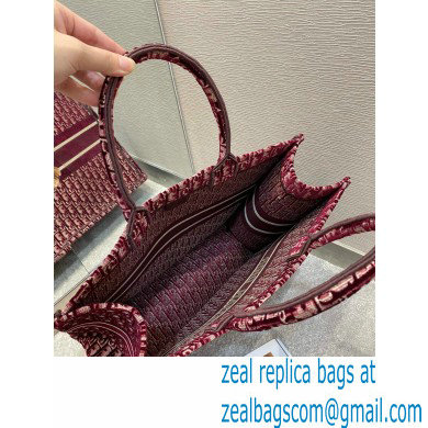 Dior Book Tote Bag in Oblique Embroidered Velvet Burgundy 2020 - Click Image to Close