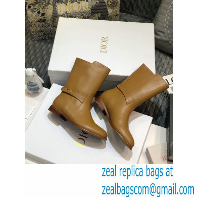 Dior Calfskin Empreinte Ankle Boots Brown 2020