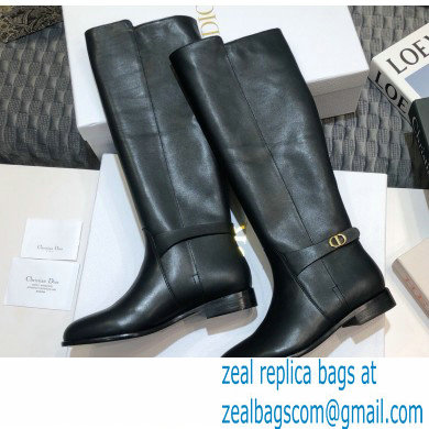 Dior Calfskin Empreinte High Boots Black 2020 - Click Image to Close