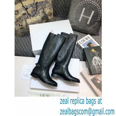 Dior Calfskin Empreinte High Boots Black 2020