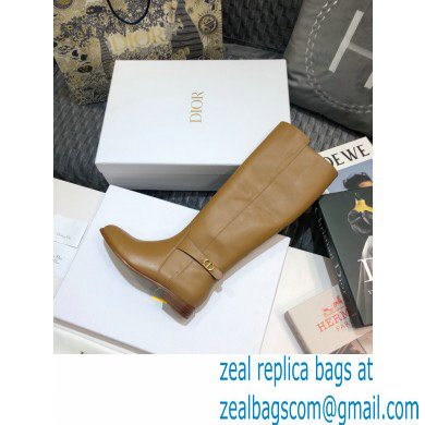 Dior Calfskin Empreinte High Boots Brown 2020 - Click Image to Close