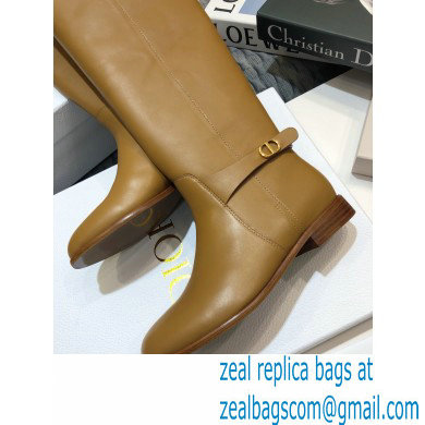 Dior Calfskin Empreinte High Boots Brown 2020