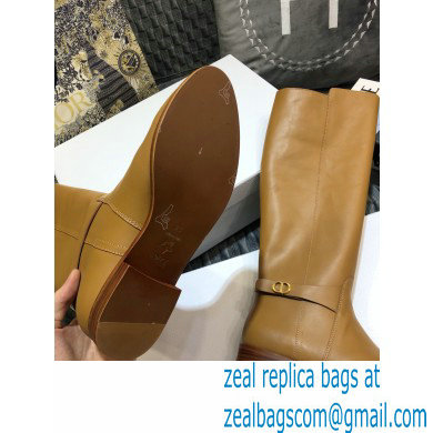 Dior Calfskin Empreinte High Boots Brown 2020 - Click Image to Close
