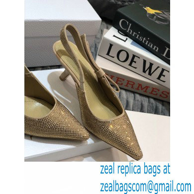 Dior Heel 6.5cm J'Adior All Over Rhinestone Slingback Pumps Gold 2020