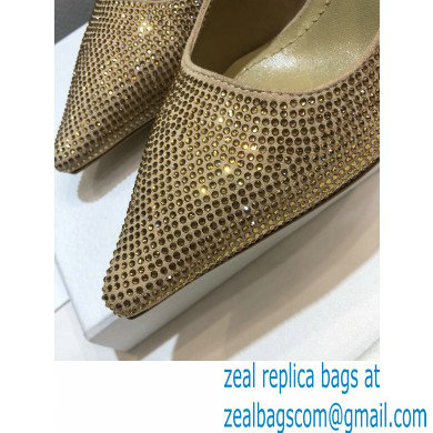 Dior Heel 6.5cm J'Adior All Over Rhinestone Slingback Pumps Gold 2020 - Click Image to Close