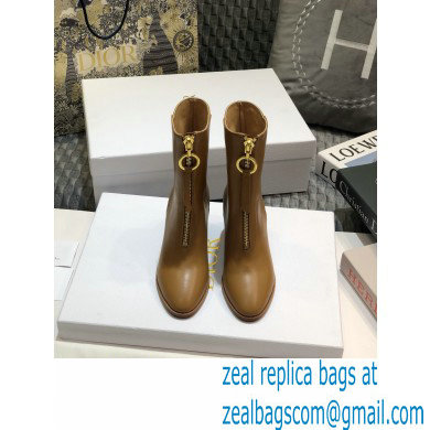 Dior Heel 7cm Calfskin Ankle Boots Brown with Front Zip 2020