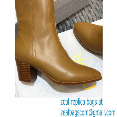 Dior Heel 7cm Calfskin Ankle Boots Brown with Front Zip 2020