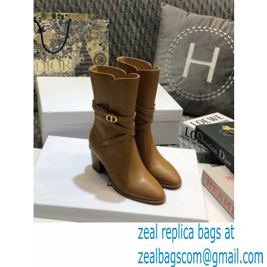 Dior Heel 7cm Calfskin Empreinte Ankle Boots Brown 2020