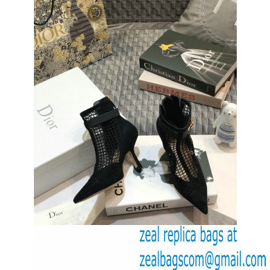 Dior Heel 8cm Suede Calfskin Mesh Dior-I Ankle Boots Black 2020