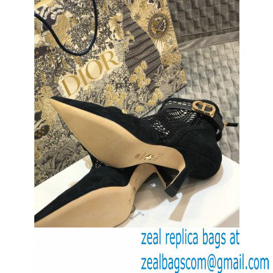 Dior Heel 8cm Suede Calfskin Mesh Dior-I Ankle Boots Black 2020 - Click Image to Close