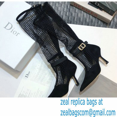 Dior Heel 8cm Suede Calfskin Mesh Dior-I High Boots Black 2020