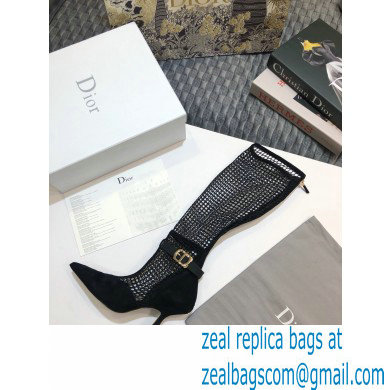 Dior Heel 8cm Suede Calfskin Mesh Dior-I High Boots Black 2020