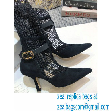 Dior Heel 8cm Suede Calfskin Mesh Dior-I High Boots Black 2020