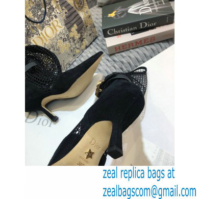Dior Heel 8cm Suede Calfskin Mesh Dior-I High Boots Black 2020 - Click Image to Close