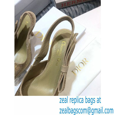 Dior Heel 9.5cm J'Adior All Over Rhinestone Slingback Pumps Gold 2020 - Click Image to Close