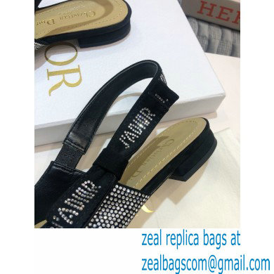 Dior J'Adior All Over Rhinestone Slingback Ballet Flats Black 2020 - Click Image to Close