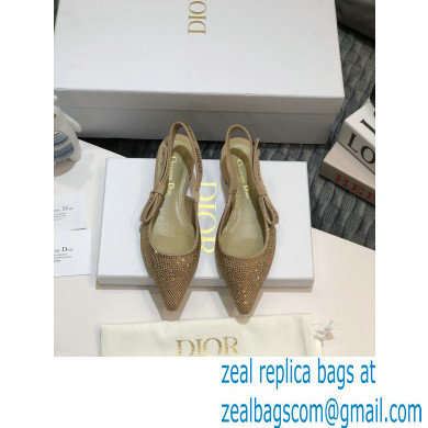 Dior J'Adior All Over Rhinestone Slingback Ballet Flats Gold 2020 - Click Image to Close