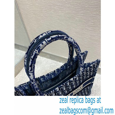 Dior Small Book Tote Bag in Oblique Embroidered Velvet Blue 2020